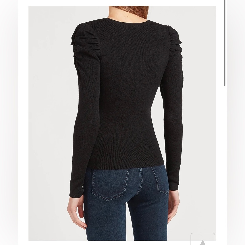 EXPRESS ruched sleeve crew neck sweater